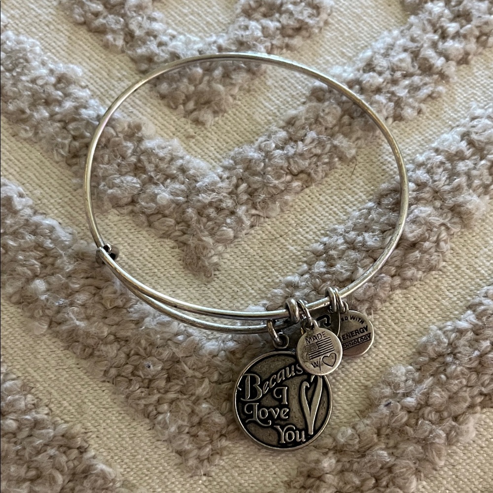 Alex and Ani Silver Charm Bracelet “Because I love You”